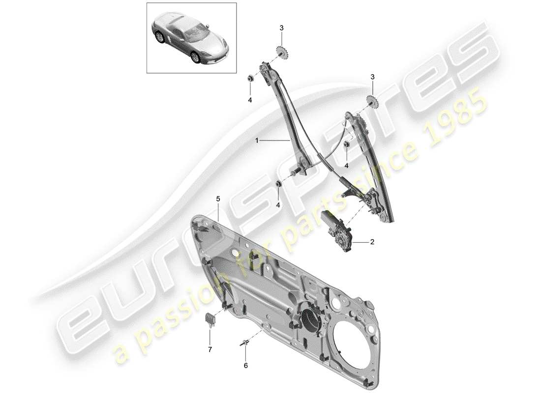 Porsche 718 Boxster (2017) WINDOW REGULATOR Part Diagram