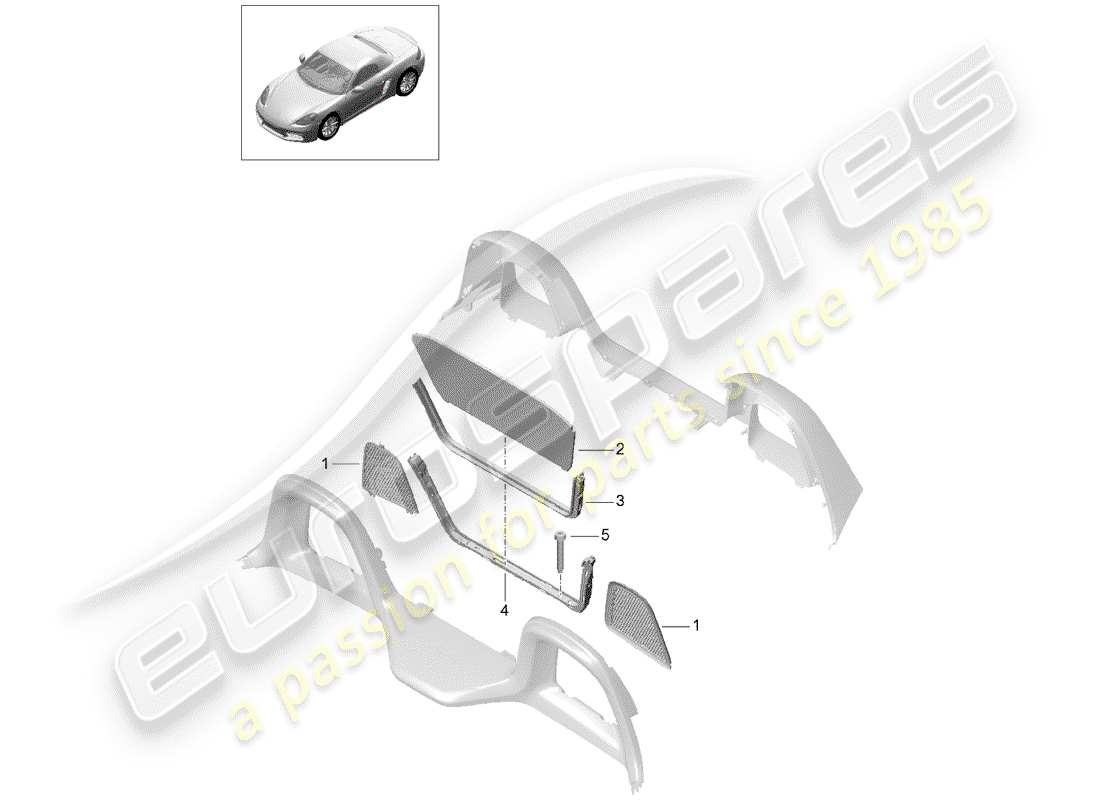 Porsche 718 Boxster (2017) WINDSCREEN Part Diagram