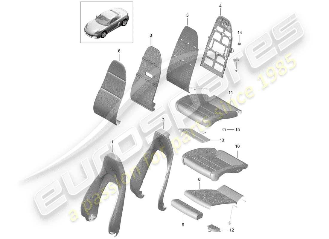 Porsche 718 Boxster (2017) foam part Part Diagram