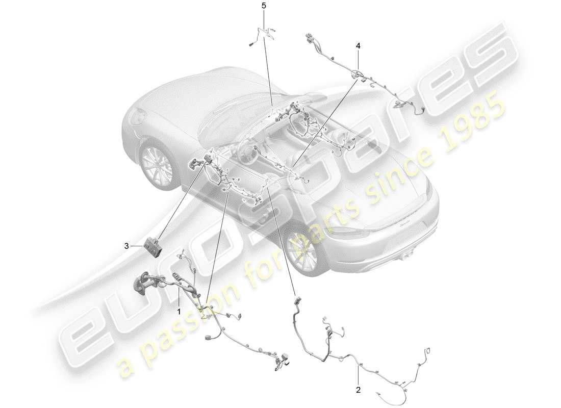 Porsche 718 Boxster (2017) wiring harnesses Part Diagram