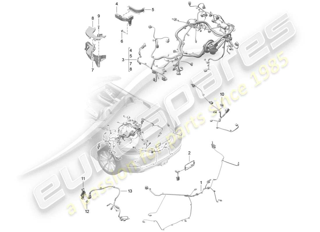 Porsche 718 Boxster (2017) wiring harnesses Part Diagram