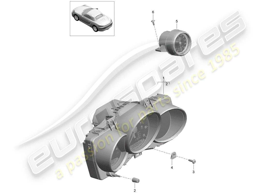 Porsche 718 Boxster (2017) INSTRUMENT CLUSTER Part Diagram