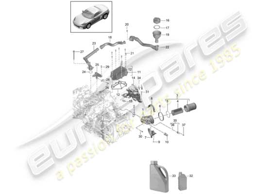 a part diagram from the Porsche 718 Boxster parts catalogue