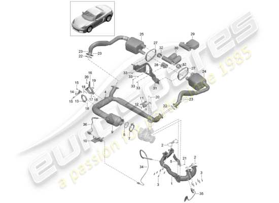 a part diagram from the Porsche 718 Boxster parts catalogue