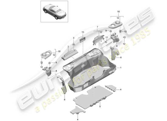 a part diagram from the Porsche 718 Boxster parts catalogue