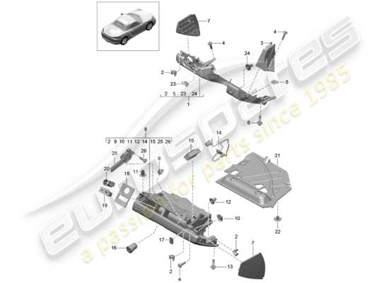 a part diagram from the Porsche 718 Boxster parts catalogue