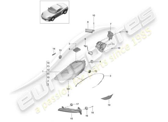 a part diagram from the Porsche 718 Boxster parts catalogue