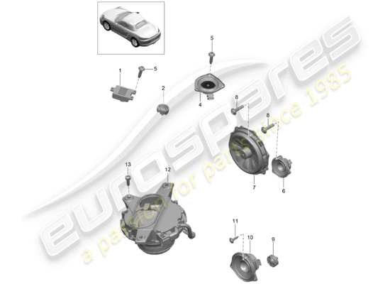 a part diagram from the Porsche 718 Boxster parts catalogue