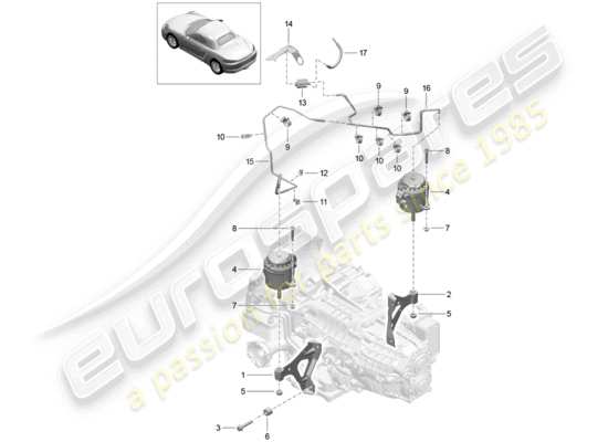 a part diagram from the Porsche 718 Boxster parts catalogue