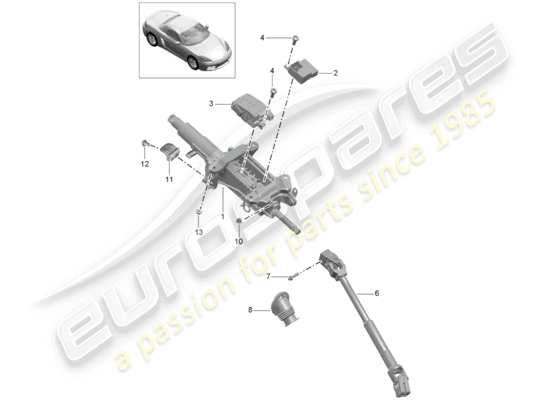 a part diagram from the Porsche 718 Boxster parts catalogue