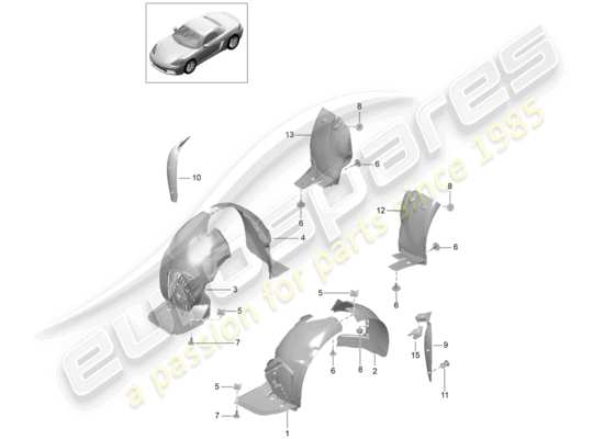 a part diagram from the Porsche 718 Boxster parts catalogue