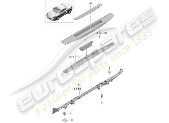 a part diagram from the Porsche 718 Boxster parts catalogue