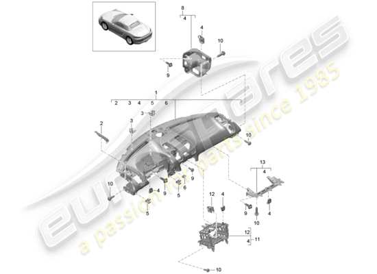 a part diagram from the Porsche 718 Boxster parts catalogue