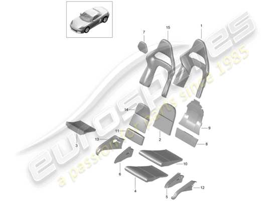 a part diagram from the Porsche 718 Boxster parts catalogue