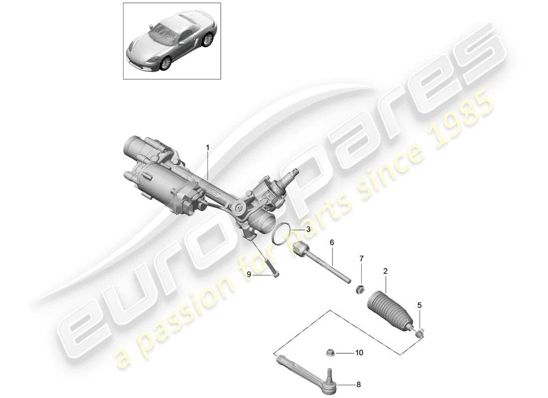 Porsche 718 Boxster (2019) STEERING GEAR Part Diagram