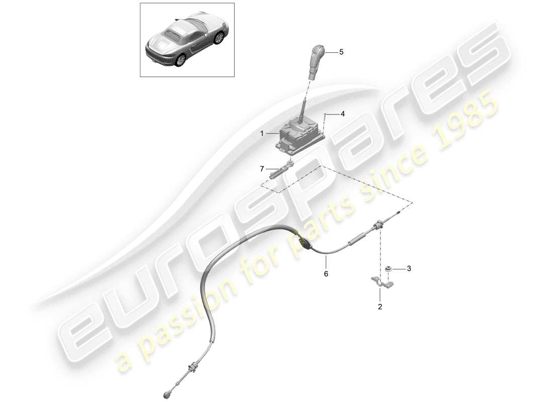 Porsche 718 Boxster (2019) selector lever Part Diagram