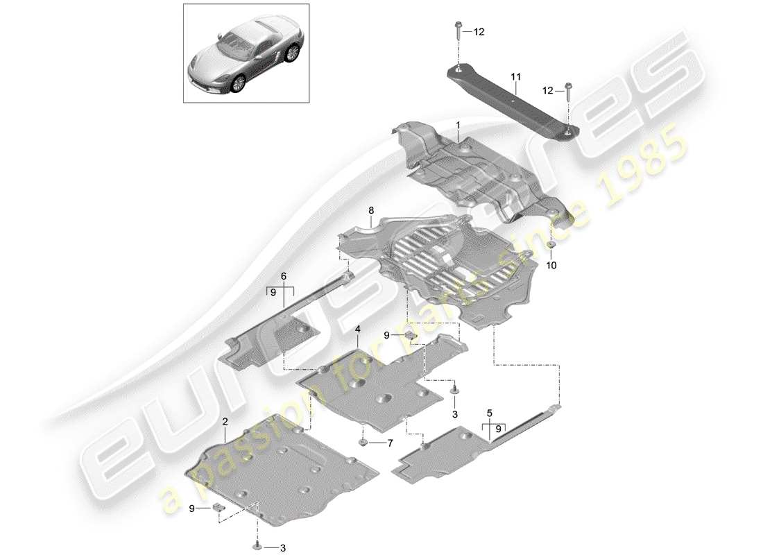 Porsche 718 Boxster (2019) LINING Part Diagram