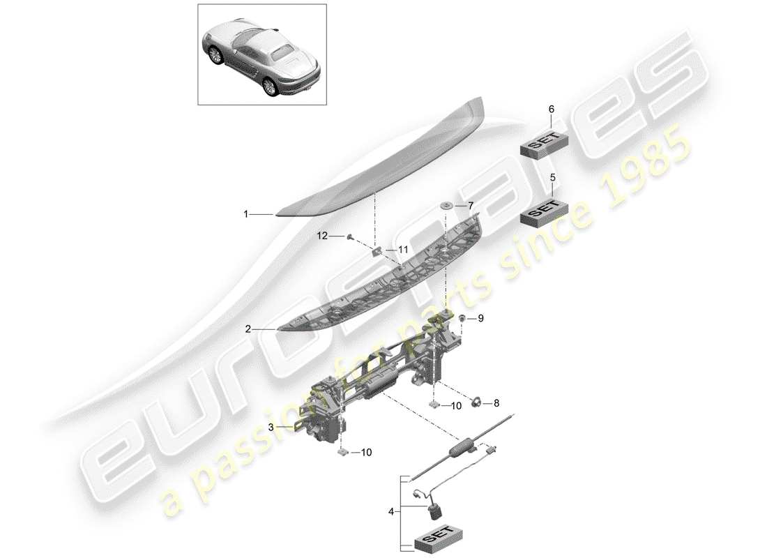 Porsche 718 Boxster (2019) REAR SPOILER Part Diagram