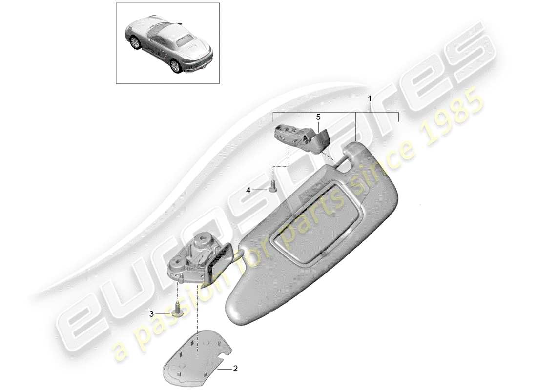 Porsche 718 Boxster (2019) SUN VIZORS Part Diagram