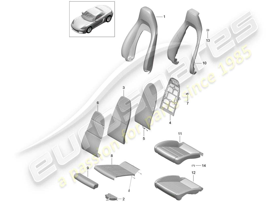 Porsche 718 Boxster (2019) foam part Part Diagram