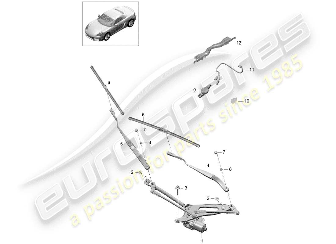 Porsche 718 Boxster (2019) WINDSHIELD WIPER SYSTEM COMPL. Part Diagram