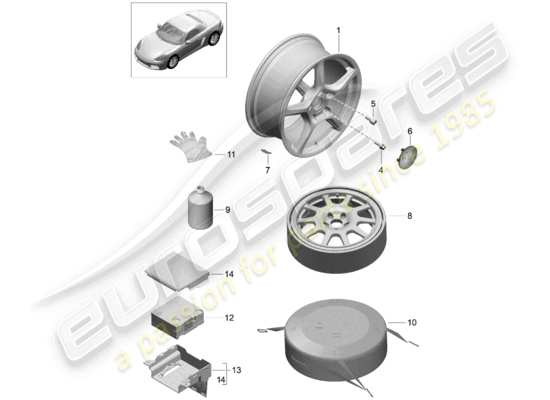 a part diagram from the Porsche 718 Boxster parts catalogue