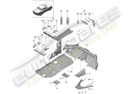 a part diagram from the Porsche 718 Boxster parts catalogue