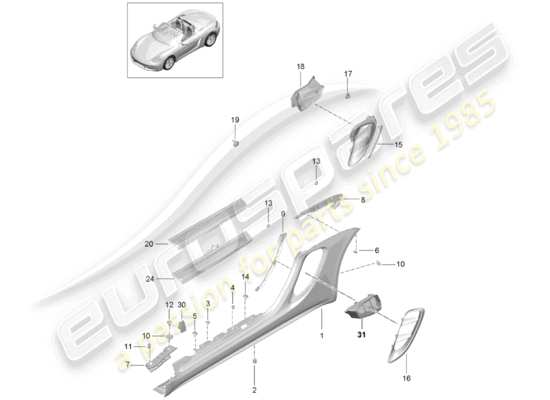 a part diagram from the Porsche 718 Boxster (2019) parts catalogue