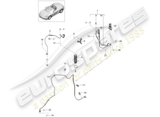 a part diagram from the Porsche 718 Boxster parts catalogue