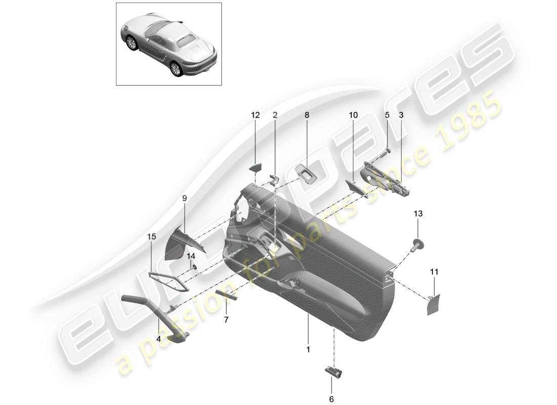 Porsche 718 Boxster (2020) DOOR PANEL Part Diagram