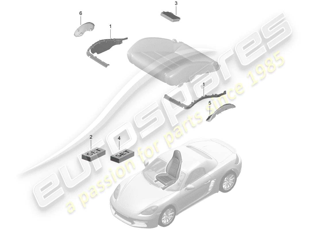 Porsche 718 Boxster (2020) PADDING FOR SEAT Part Diagram