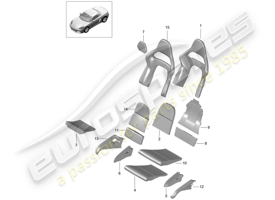 Porsche 718 Boxster (2020) foam part Part Diagram