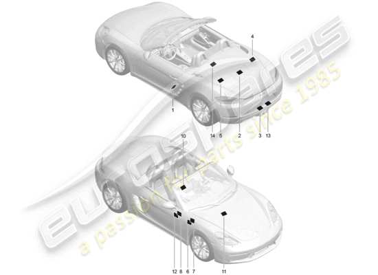 a part diagram from the Porsche 718 Boxster parts catalogue