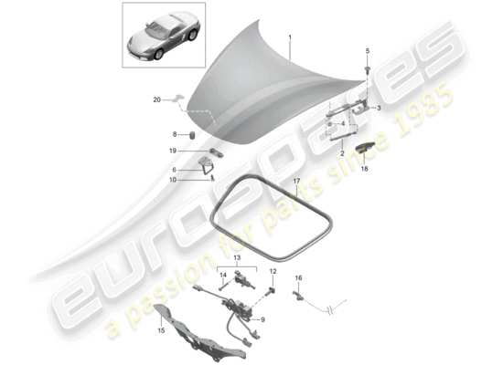 a part diagram from the Porsche 718 Boxster parts catalogue