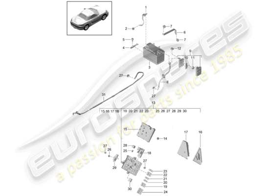 a part diagram from the Porsche 718 Boxster parts catalogue