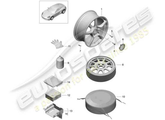 a part diagram from the Porsche 718 Cayman parts catalogue