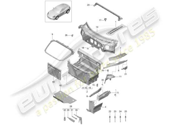 a part diagram from the Porsche 718 Cayman parts catalogue