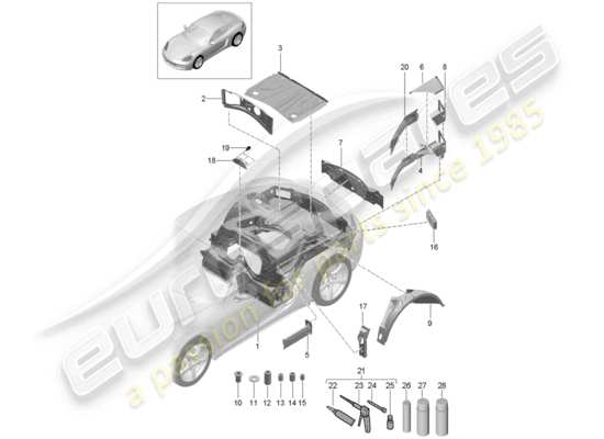 a part diagram from the Porsche 718 Cayman parts catalogue