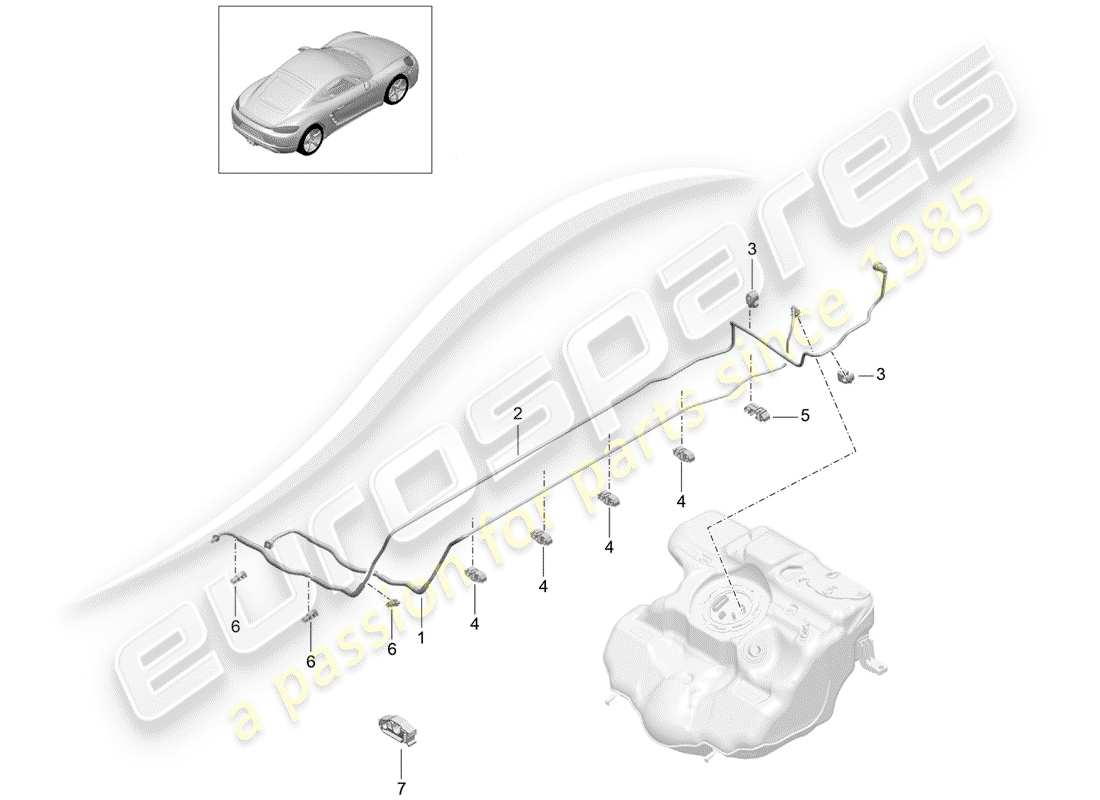 Porsche 718 Cayman (2018) FUEL LINE Part Diagram