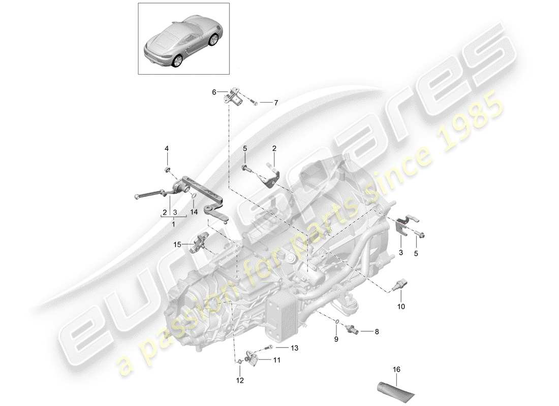 Porsche 718 Cayman (2018) MANUAL GEARBOX Part Diagram