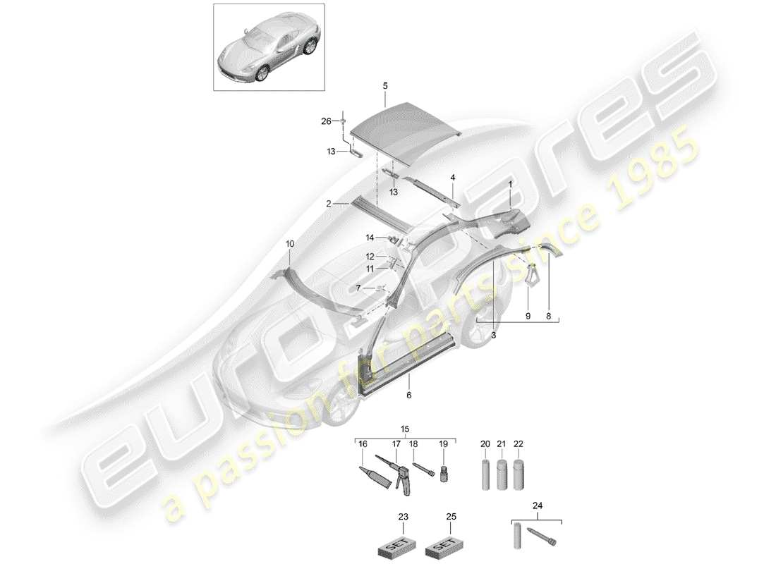 Porsche 718 Cayman (2018) ROOF Part Diagram