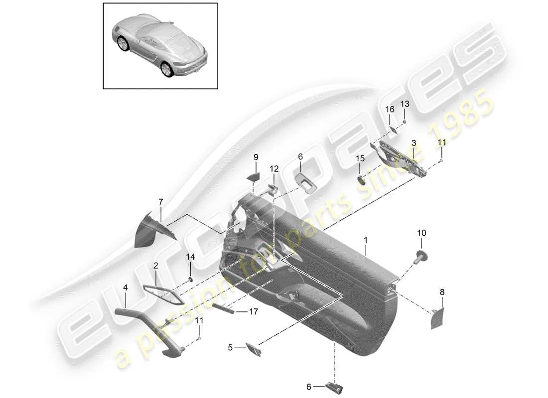 Porsche 718 Cayman (2018) DOOR PANEL Part Diagram