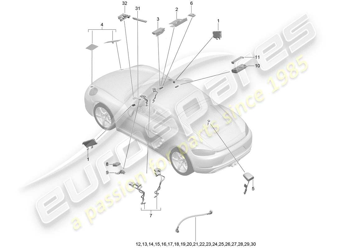 Porsche 718 Cayman (2018) ANTENNA Part Diagram