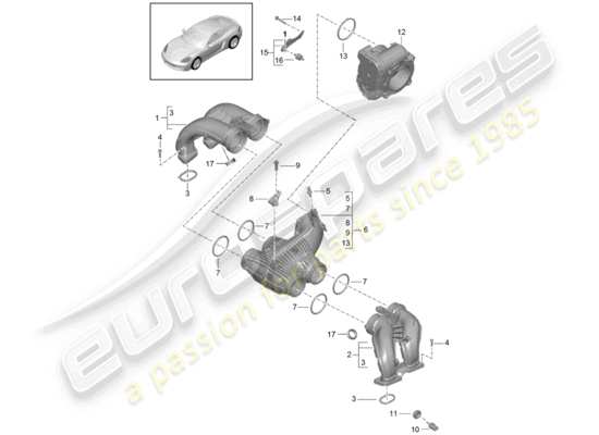 a part diagram from the Porsche 718 Cayman parts catalogue