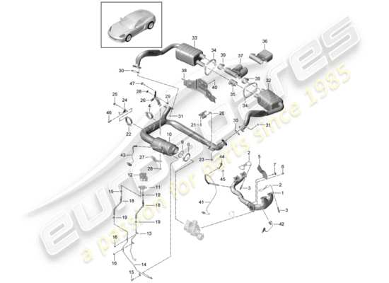 a part diagram from the Porsche 718 Cayman parts catalogue