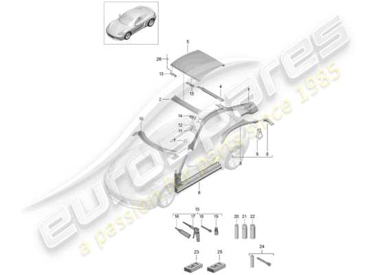 a part diagram from the Porsche 718 Cayman parts catalogue