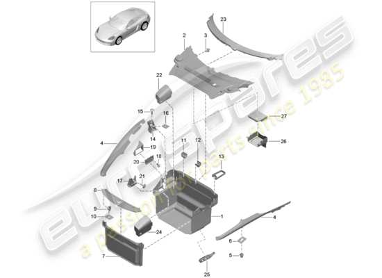 a part diagram from the Porsche 718 Cayman parts catalogue