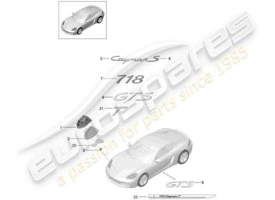 a part diagram from the Porsche 718 Cayman (2018) parts catalogue