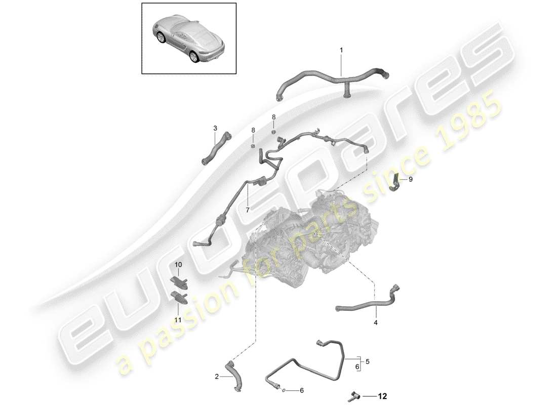 Porsche 718 Cayman (2019) crankcase Part Diagram