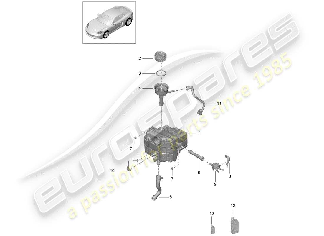 Porsche 718 Cayman (2019) water cooling Part Diagram